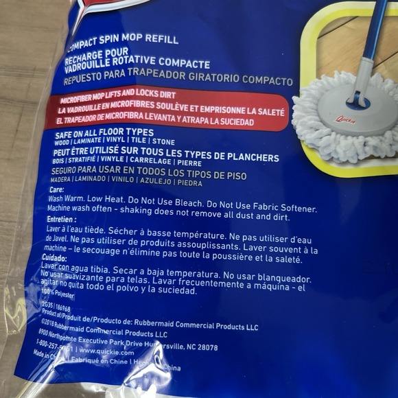 Quickie Water Compact Spin Mop Refill Floor Cleaning System Microfiber - Picture 5 of 5